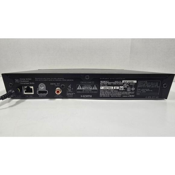 SONY BDP-S5200 Blu-ray 3D DVD Player Wi-Fi Wireless Media Streamer No Remote - Picture 4 of 4